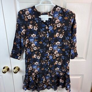 Amour Vert Silk Floral Button Front Dress